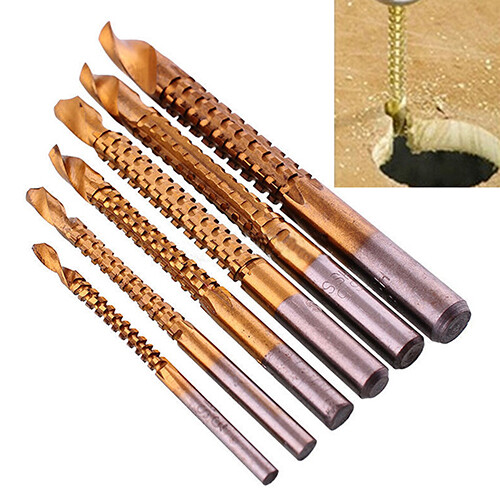 6 Pcs HSS High Speed Steel Titanium Coated Drill Bits Set 3-8mm Hex Shank