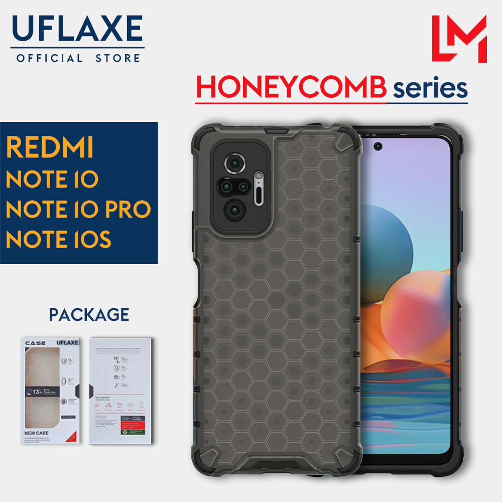 UFLAXE Honeycomb Ốp Cứng Chống Sốc cho Xiaomi Redmi Note 10 / Note 10S / Redmi Note 10 Pro Ốp Điện Thoại Trong Suốt Ốp Lưng Bảo Vệ Toàn Diện Bền Chặt Chống Vàng