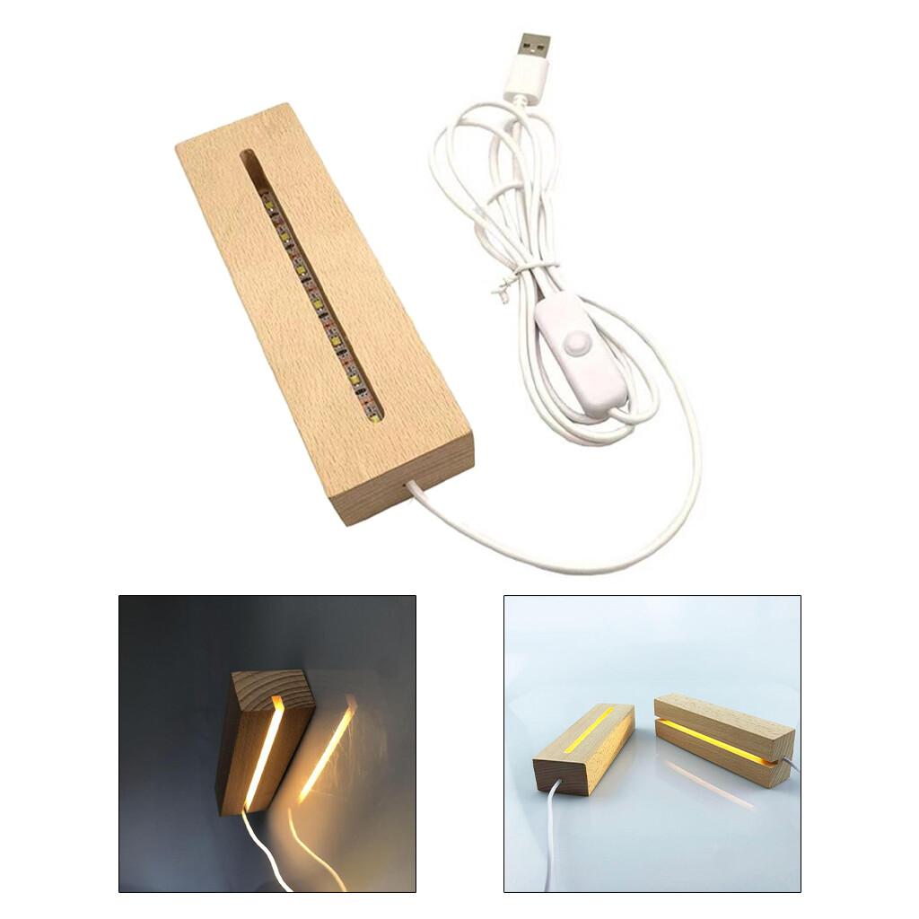Serbery LED Display Lights Wooden Lighted Base Stand for Crystal