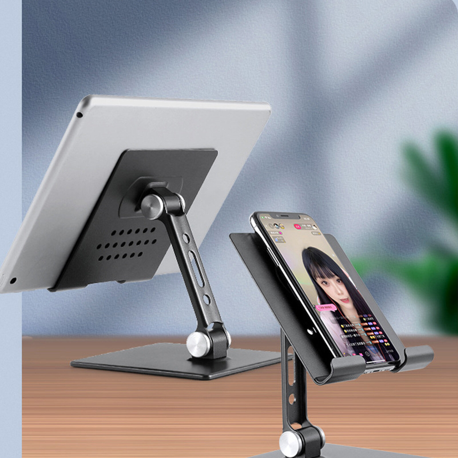 Large Storage Desktop Stand Foldable Adjustable Universal Tablet Holder Desk Bracket Smartphone Stand for Watching TV Desk Bracket Anti-scratch