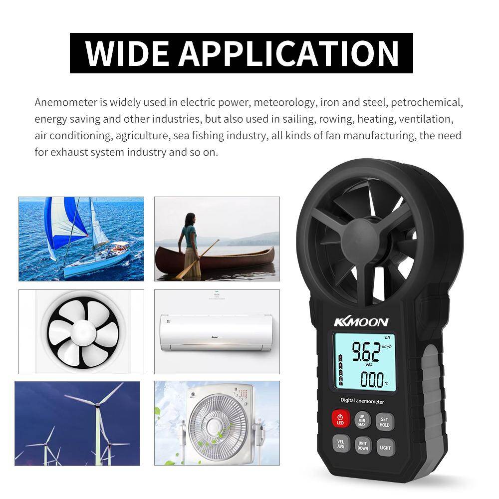 KKMOON Handheld Anemometer Portable Wind Speed Meter CFM Meter Wind Gauge with LCD Backlight for Weather Data Collection Outdoors Sailing Surfing Fishing