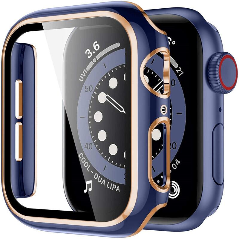 Cover for Apple Watch Case 45mm 41mm PC Bumper Tempered Glass for Apple Watch Series 8 7 Shell Frame