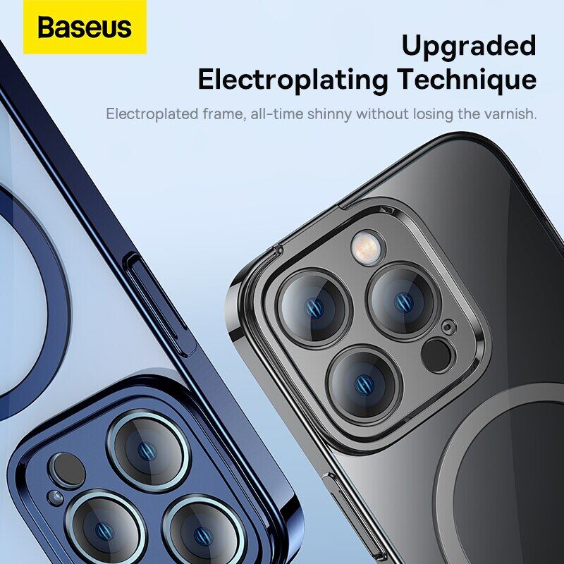 Baseus Magnetic Plating Case + Screen Protector For iPhone 14 Pro Max 2022 New Protective Phone Case Transparent Shockproof Magnet Back Cover Funda