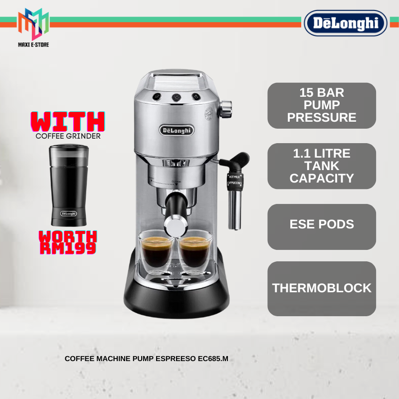 DeLonghi EC685.M Dedica Manual Pump Driven Coffee Machine Espresso