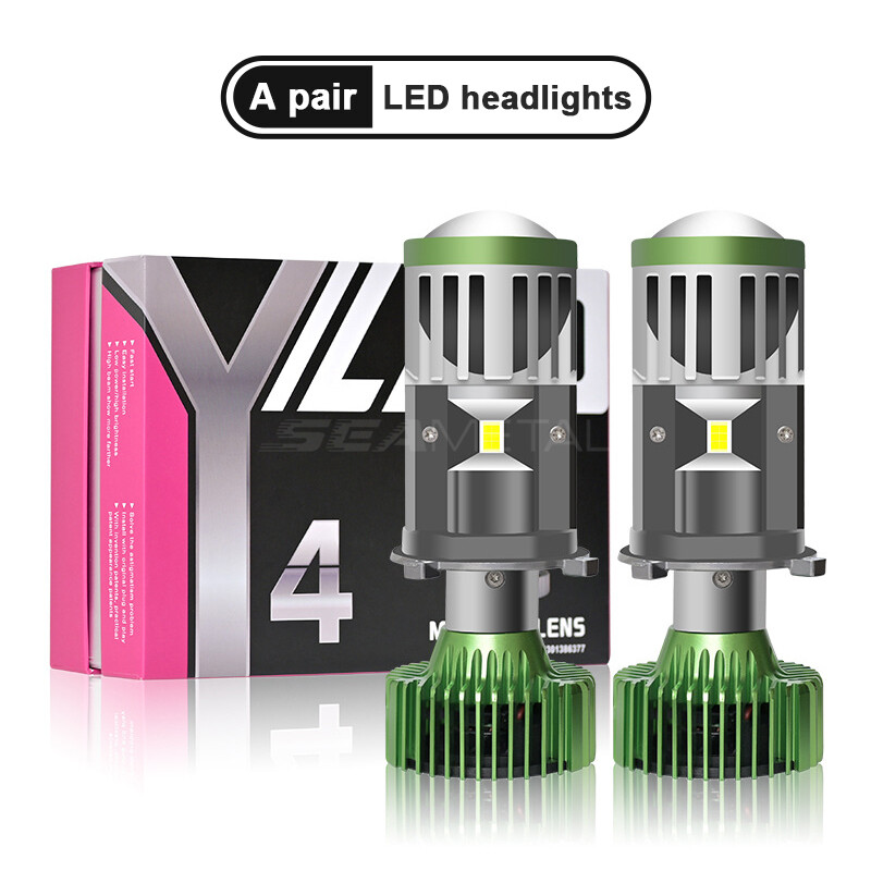 2pcs h4 led car headlight y4 y6d y8 spotlight 6000k mini projector double lens high bright