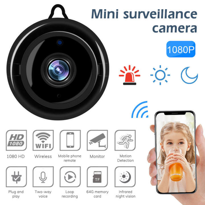 Camera An Ninh IP Gia Đình, Camera Mini WIFI HD 1080P CCTV Nhỏ Không Dây Xem An Ninh Gia Đình Từ Xa Điện Thoại Di Động Khe Cắm Thẻ SD Phát Hiện Chuyển Động Tầm Nhìn Ban Đêm Hồng Ngoại Âm Thanh V380 Ứng Dụng Cảm Biến CMOS 2 Megapixel