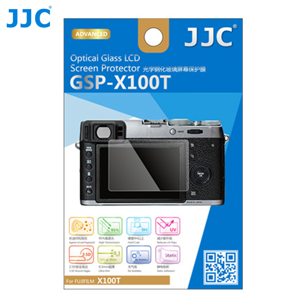 JJC Anti-Scratch Tempered Glass LCD Screen Protector for Fuji Fujifilm X100T, X-M1, X-A1, X-A2, X100F Camera, HD Clear, Bubble-Free Tempered Glass Screen Shield