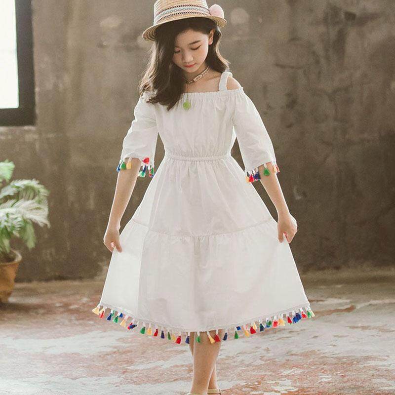Giá bán Tihe Các Bạn Nữ Tuổi Teen Đầm Trẻ Em Chính Thức Mặc Đầm Công Chúa Bé Gái 100% Cotton Bãi Biển Mùa Hè Áo Ma