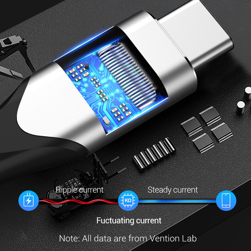 Vention cáp sạc Type C PD 60W USB C to USB C 3.1 Cable QC4.0 3.0 cáp sạc nhanh Type C for Samsung S9 Plus USB C cord Huawei P30 android charging cable