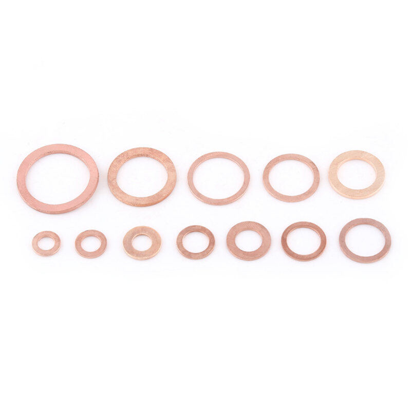 280pcs Professional Assorted Copper Washer Gasket Set Flat Ring Seal Assortment Kit M5-M20 with Box For Hardware Accessories