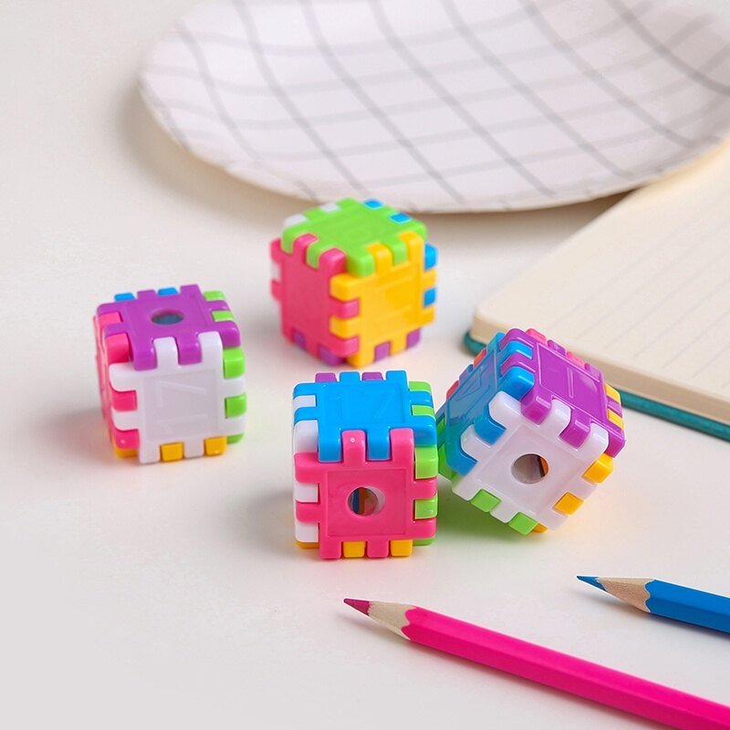 Random 1 Pc Cute Rubik's Cube Pencil Sharpener School Supplies Student Prize Gift