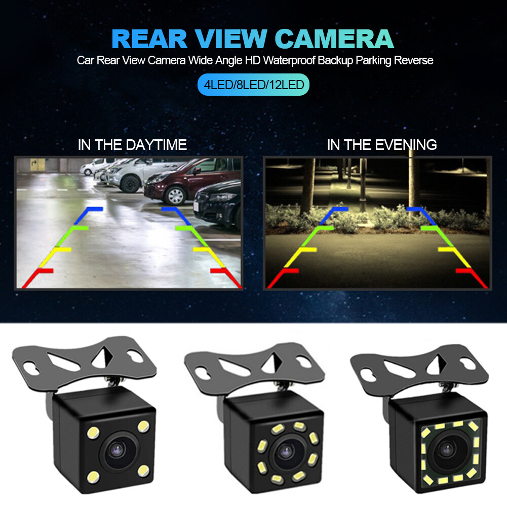 Racingcar 4led/8led/12led car rear view camera wide angle hd waterproof backup parking reverse without rca cable & power cable