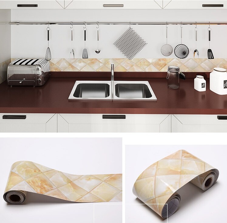 5M Self-Adhesive Baseboard Waterproof Living Room Bathroom Waistline Border Rustic Tile Wall Stickers Modern Wallpaper Borders