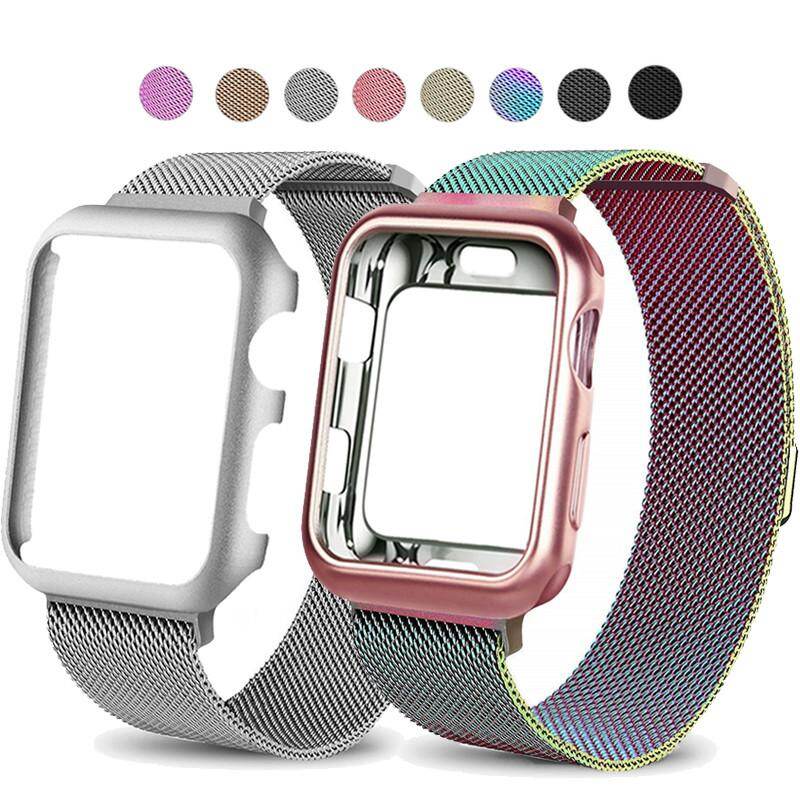 Case and Milanese Loop Stainless Steel band For Apple Watch 1/2/3 42mm 38mm Bracelet strap for Apple watch series 9 8 7 SE 6 5 4 40mm 41mm 44mm 45mm