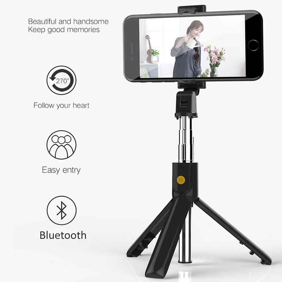 HOCE KO7 Portable Bluetooth Tripod Selfie Stick for Mobile Phone Photo Taking Remote Control Foldable Expandable Tripod Stand Pole