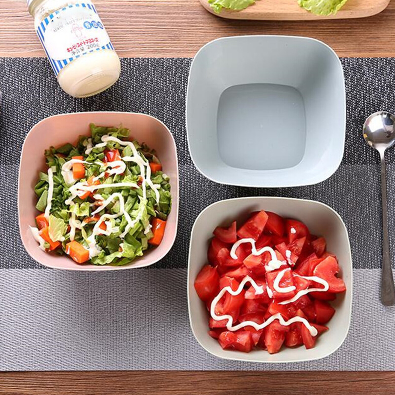 homesir Square Bowl Unbreakable Multifunctional Plastic Eco-friendly Salad Fruit Bowl for Kitchen