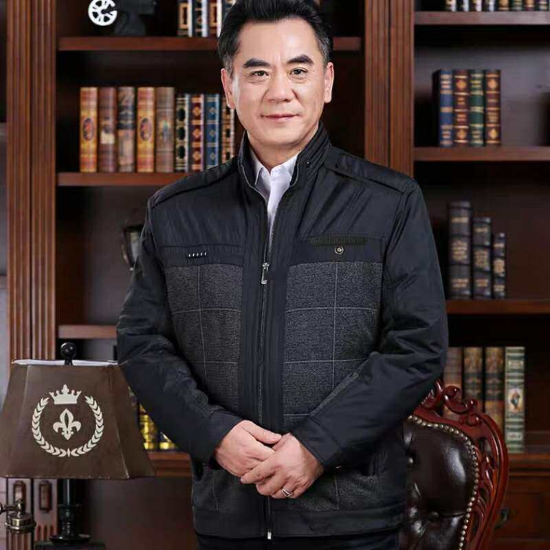Valazo Autumn and winter middle-aged men's jacket coat loose cotton middle-aged and elderly men's clothes plus velvet thickened dad coat