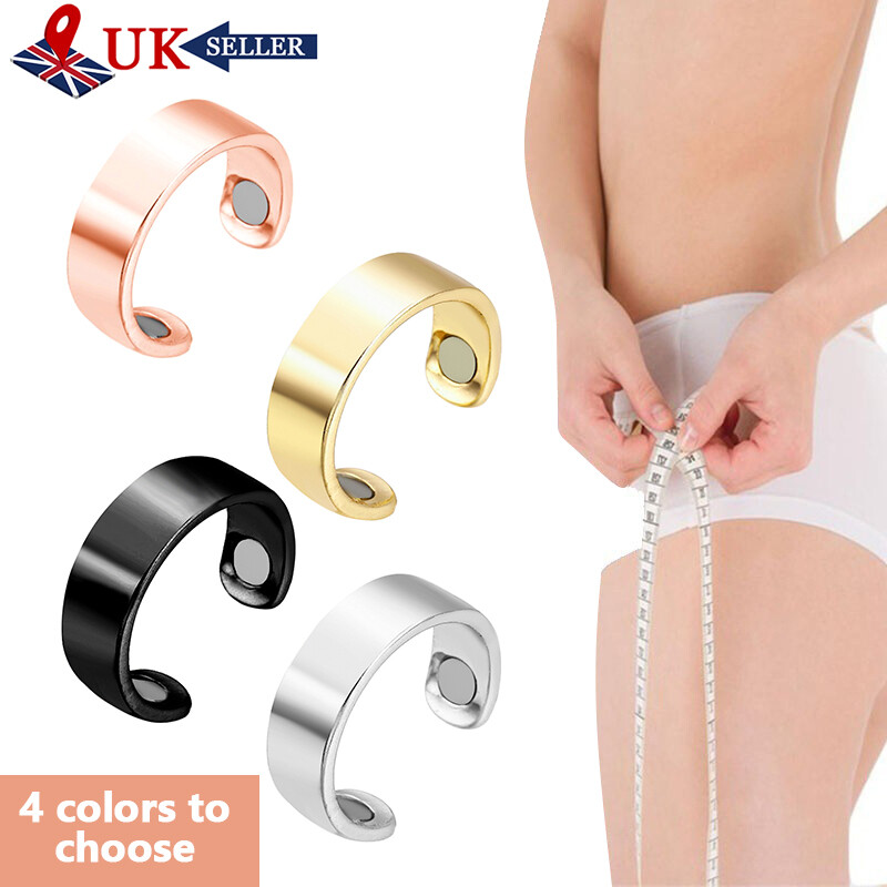 【ZNBY】Glossy Silver Magnetic Health Ring Magnet Open Ring - 1 Piece