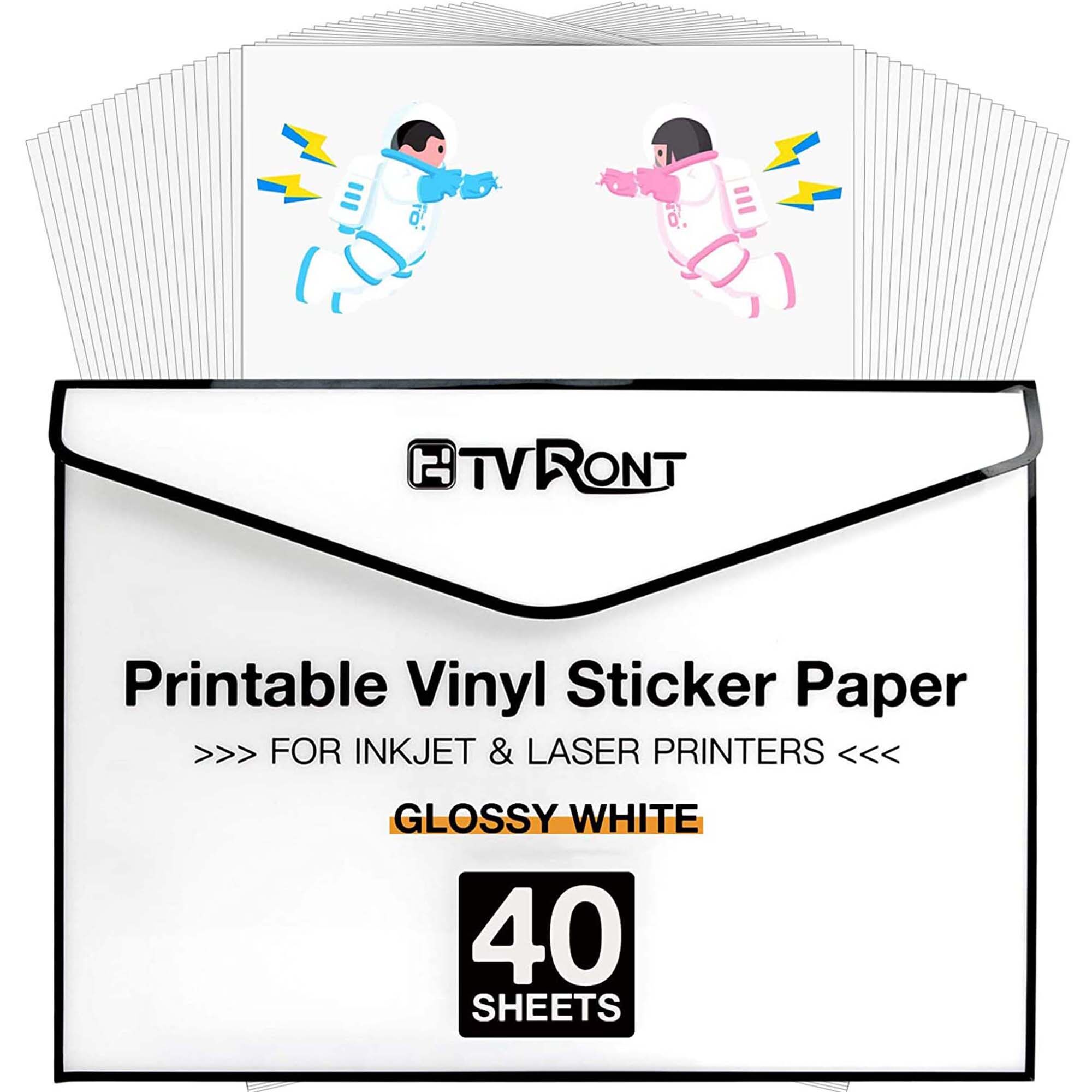 HTVRONT 40 pcs White Inkjet Printable Vinyl Sticker Paper Glossy Matte ...