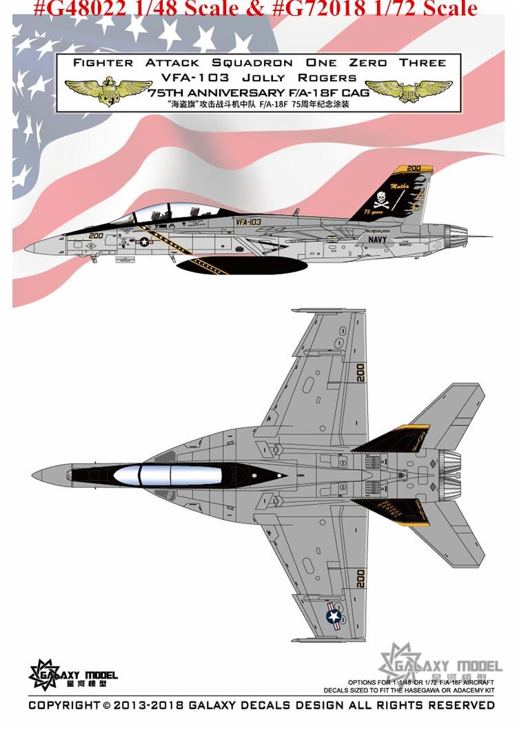 GALAXY Model G48014 G72014 1/48 /172 Scale F-4J VF-31 Tomcatters 1976 Decal