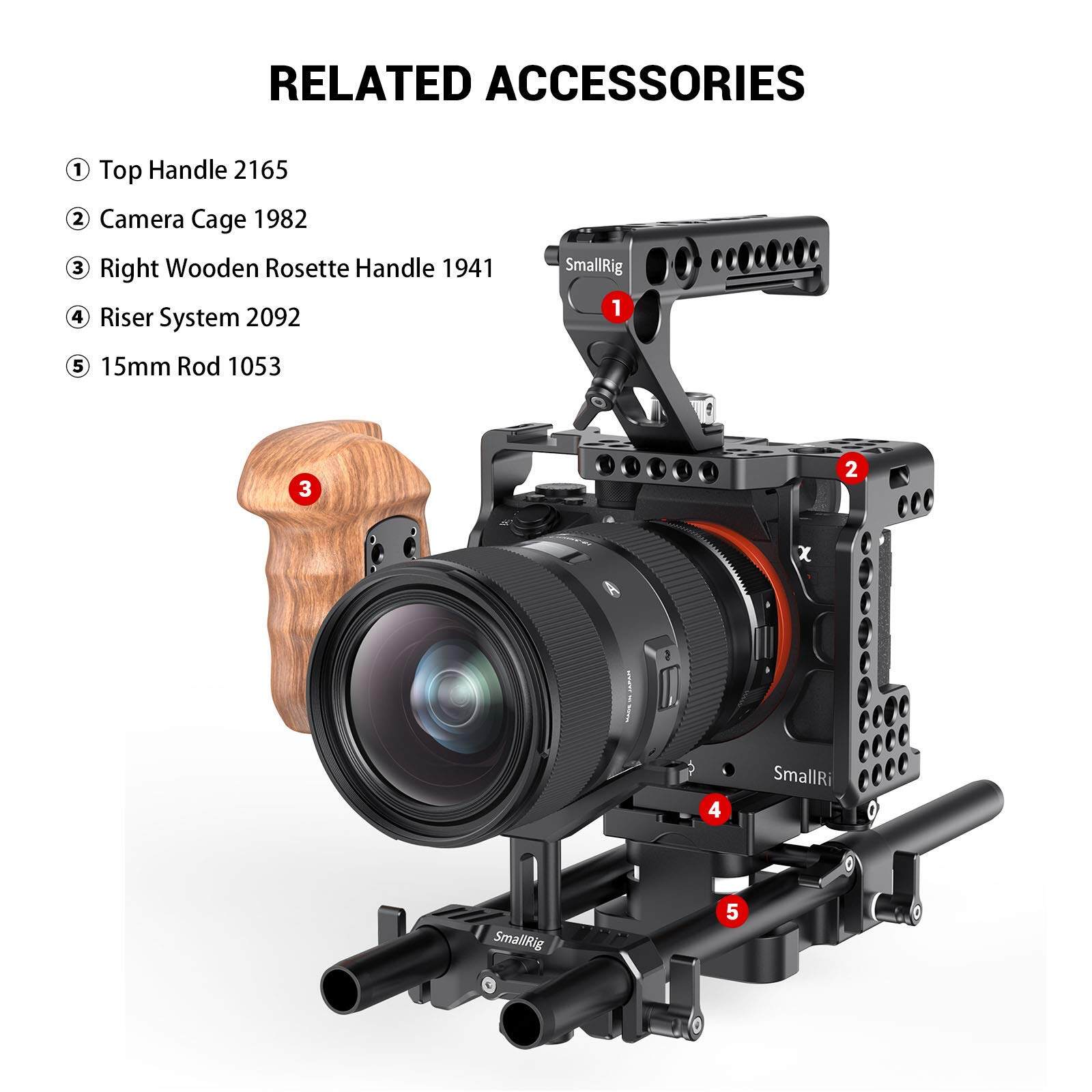 SmallRig Giá đỡ ống kính đa năng có phạm vi điều chỉnh chiều cao 34,5mm cho thanh LWS 15mm dành cho ống kính máy ảnh DSLR không gương lật BSL2680