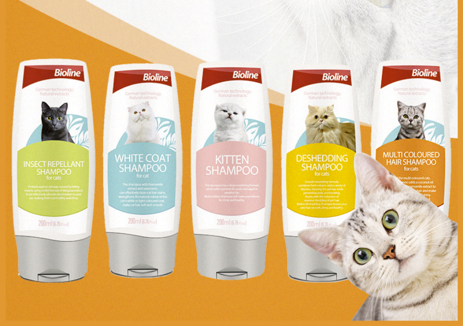 BIOLINE CAT SHAMPOO FOR KITTEN WHITE CAT MULTI COLOURED CAT