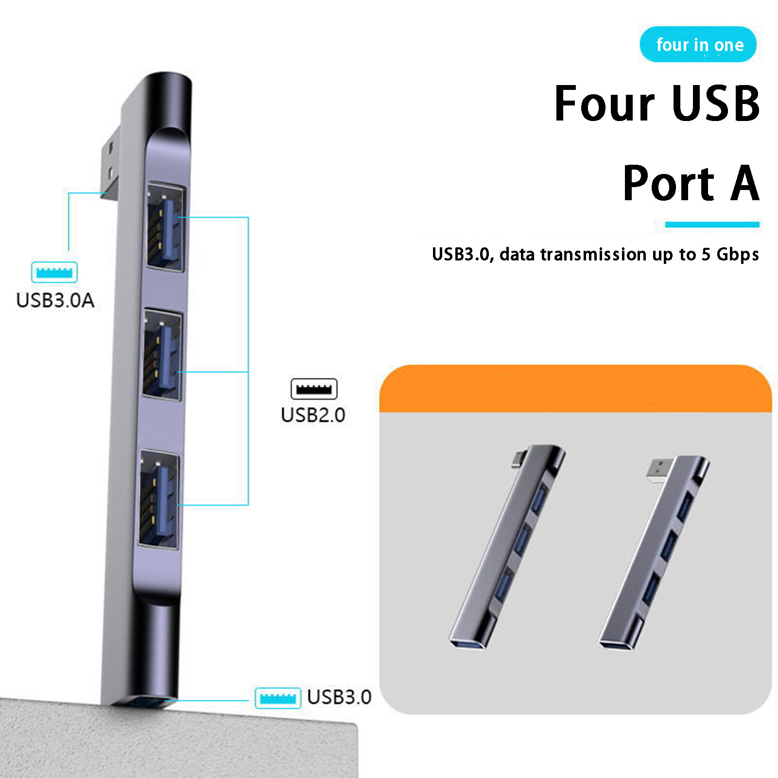 zesc007 USB Hub Fast Heat Dissipation 5.0Gbps Data Transfer Driver-free Mini USB2.0/USB3.0 Computer Hub Computer Accessories Computer Hub Stable