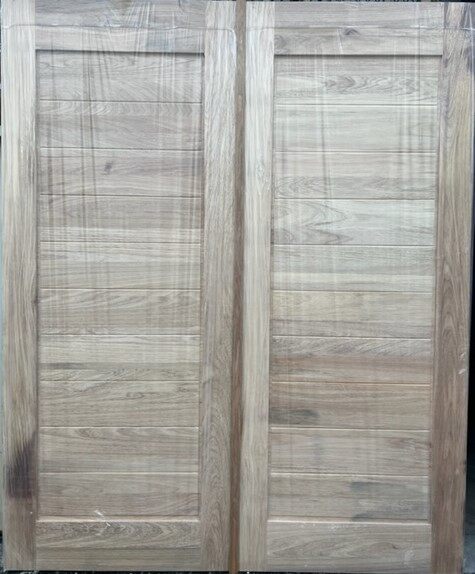 Pintu Kayu Depan Rumah (Full Solid Core) Wooden Door Design Line Double