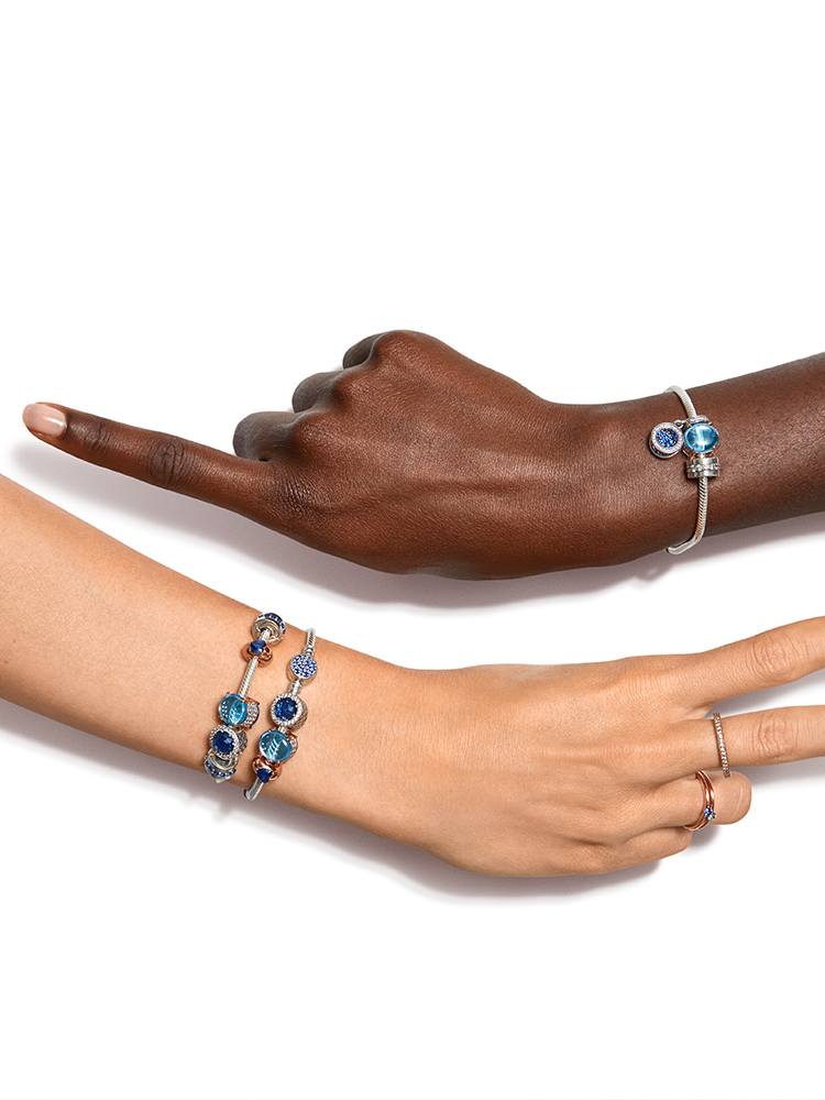 Pandoraˉ charm snake bone chain Pandoraˉ shine blue button-shaped chain ...