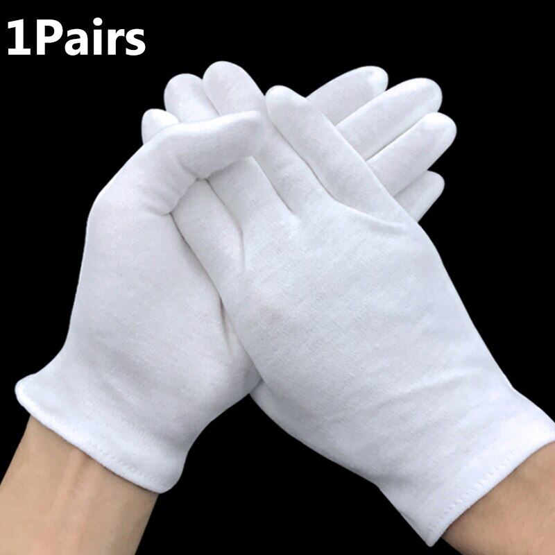 10 Pairs White Cotton Work Gloves for Dry Hands Handling Film SPA Mittens Ceremonial High Stretch Gloves Household Cleaning Tools