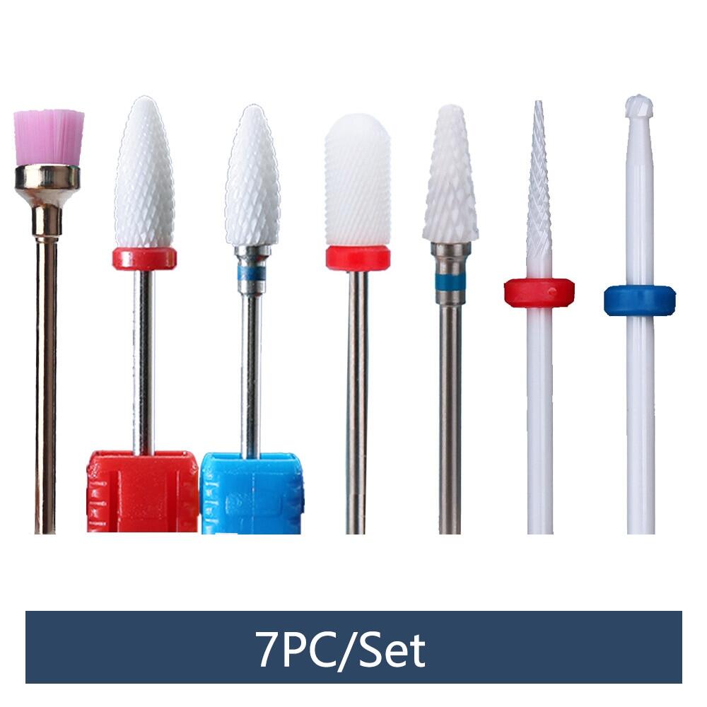 7 Chiếc Mũi Khoan Móng Tay Bằng Gốm Bộ Dao Cắt Kim Cương Bộ Dao Phay Để Làm Móng Mũi Khoan Cắt Ngọn Lửa Cho Móng Phụ Kiện