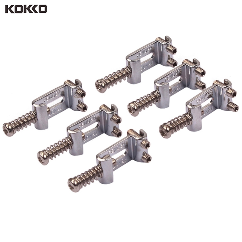 KOKKO Guitar Saddles Bridge Metal Tremolo Saddle System String Spacing for Stratocaster Telecaster Electric Guitar Maintain Part 6pcs