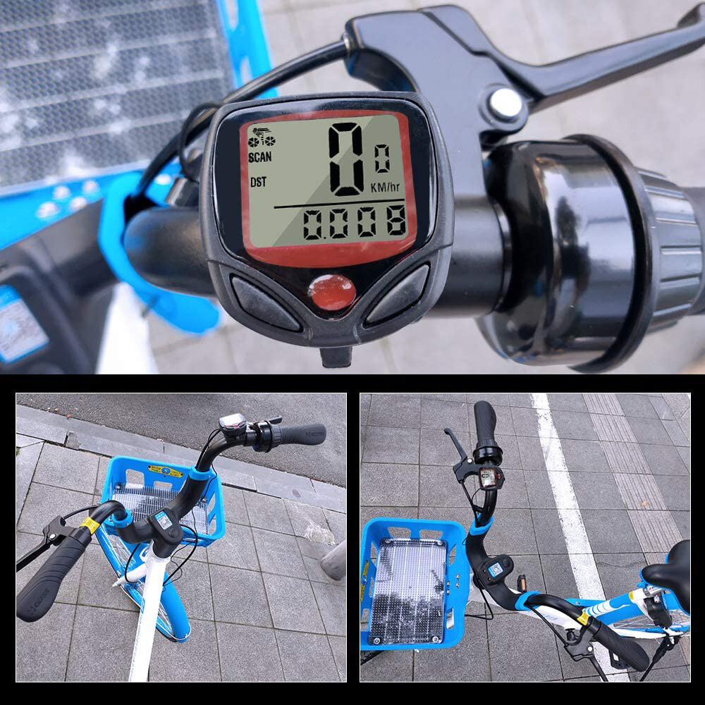 LCD Display Wired Bike Bicycle Cycle Computer Odometer Speedometer LCD Waterproof 14 Functions