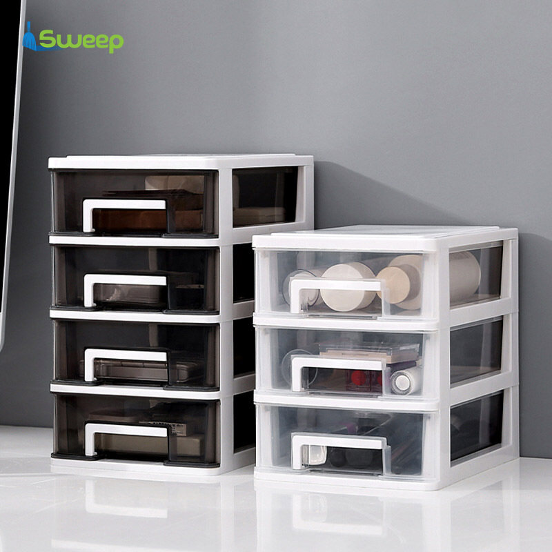 【Ready Stock】Plastic Desktop Drawer Transparent Sundries Small Objects Storage Case Organizer