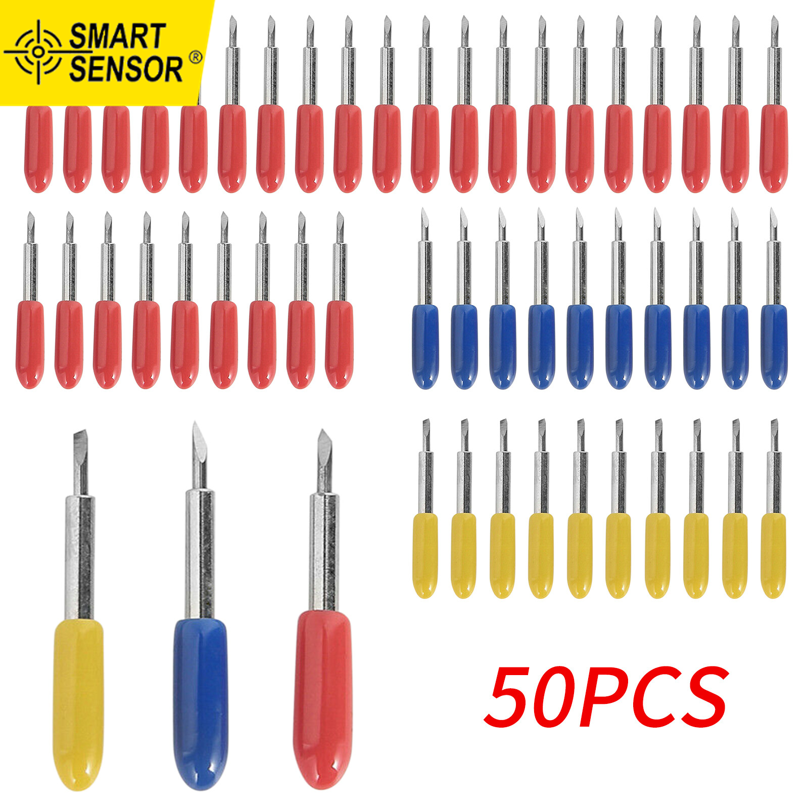 Smart Sensor 50pcs Replacement Cricut Cutting Blading Vinyl Cutting Bladee 30pcs 45° Standard + 10pcs 30° Shallow + 10pcs 60° Deep Cutting Bladings
