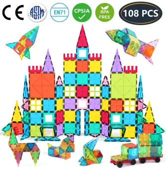 jasonwell 108 pcs magnetic tiles building blocks set