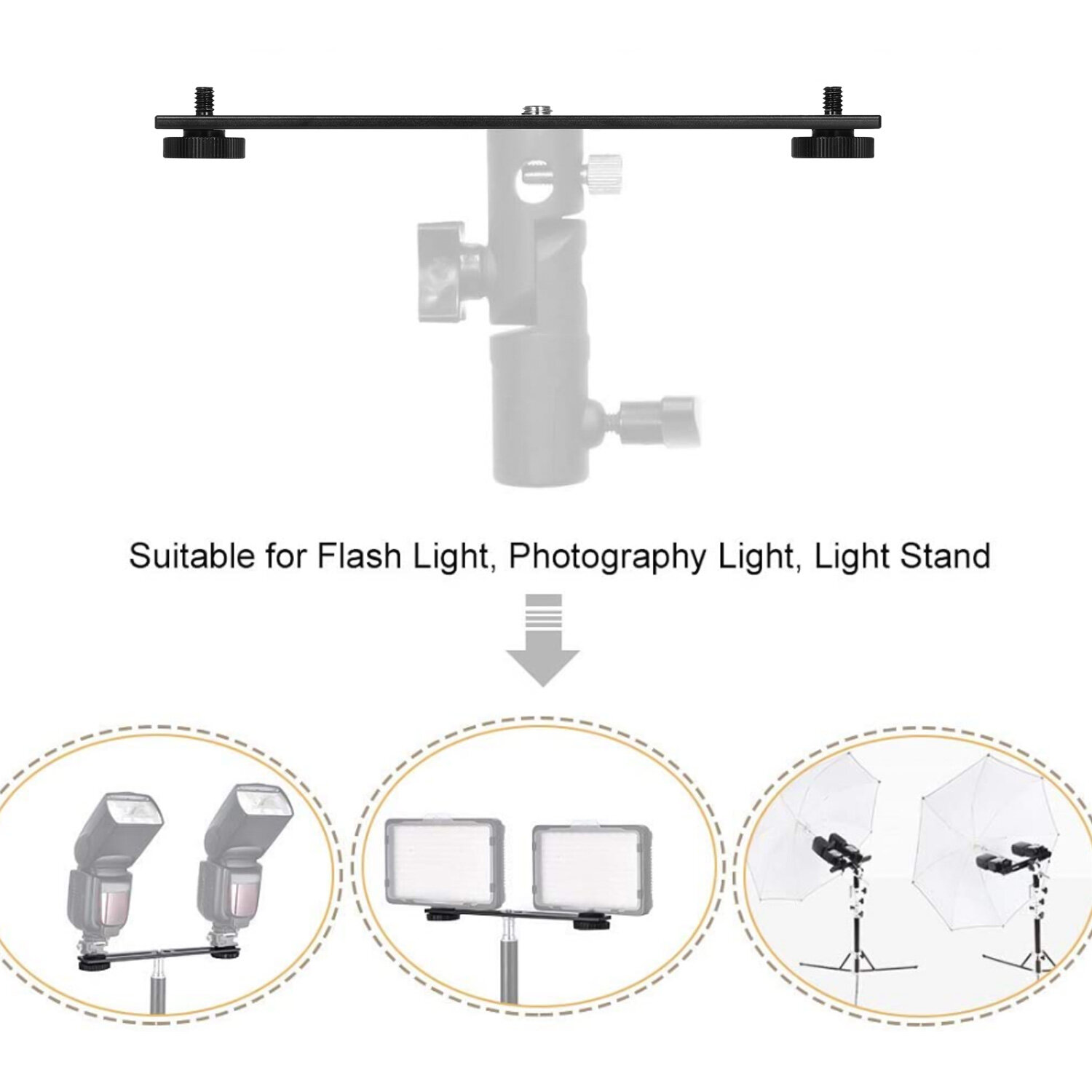 Giá Đỡ Ba Chân Gắn Camera Kép Thanh Mở Rộng Giá Đỡ Đèn Flash Máy Ảnh Với Vít 1/4 Inch, Micro Đế Đèn LED Cho Máy Ảnh DSLR