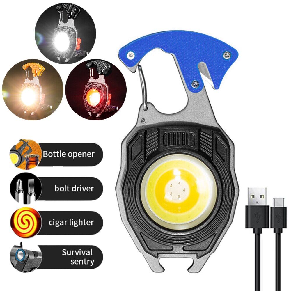 Cuguu cob work light multi-function rechargeable flashlight 3 gear screwdriver LED lamp key chain for camping