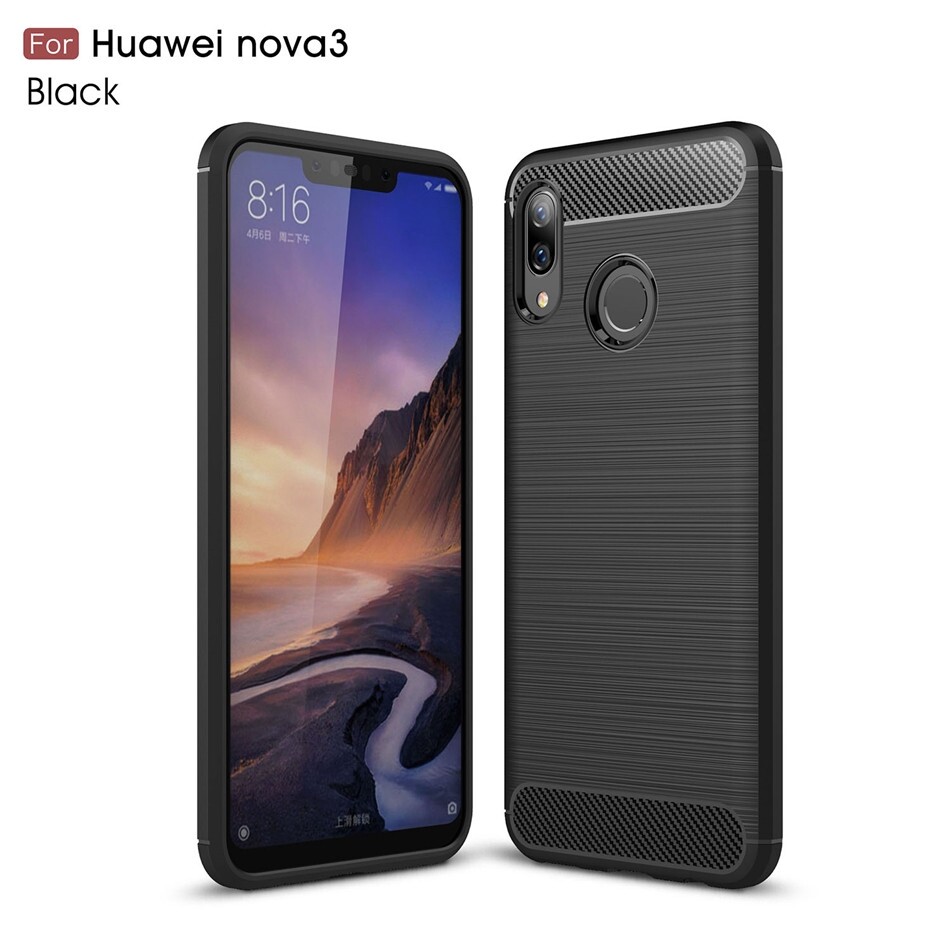 Thouport Case Huawei Nova 3 3i Nova 3E Business Carbon Fiber Soft Silicone Fitted Cover Huawei Nova 3i Case