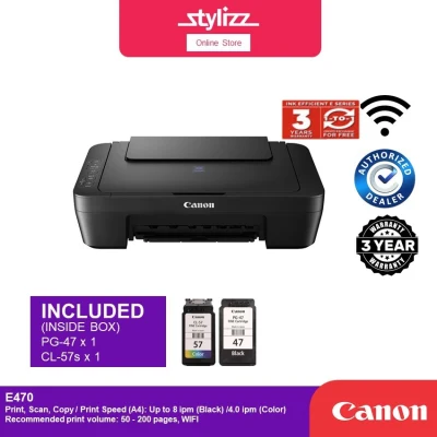 【Big Promotion】 Canon Pixma 3 in 1 (Print Scan Copy) With WIFI Color Inkjet Printer E470