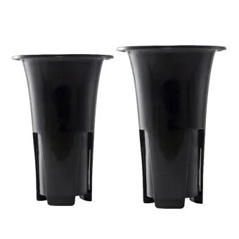 Dolity 2pcs Simple Design Flower Planter Tall Plant Pots Black Flower Pots W Drainage Lazada Ph