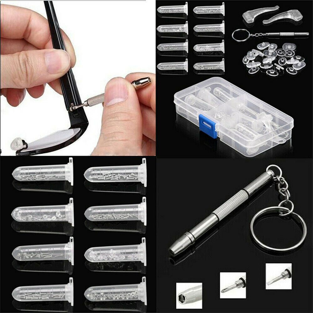 Watch Glasses Repair Kit Repair Tool Kit Spectacles Eye Glasses Sunglasses Screws Nuts Pads Screwdriver Repair Tool