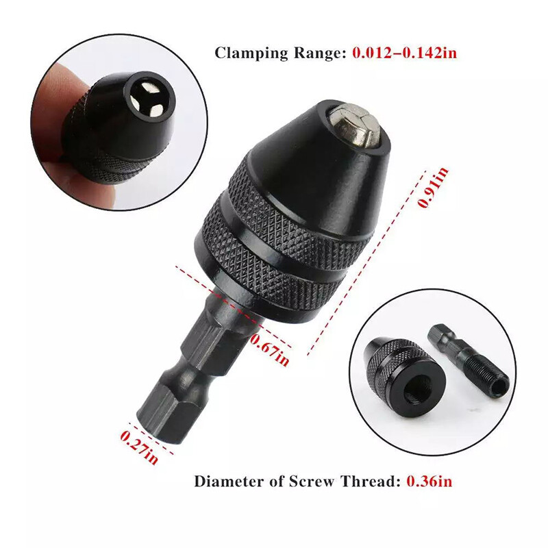 [Hàng Có Sẵn] KIPRUN Mâm Cặp Khoan Không Chìa Dụng Cụ Chuyển Đổi 0.3-3.6Mm Mâm Cặp Chuyển Đổi Thay Đổi Nhanh Thân Lục Giác 1/4 Cho Khoan Điện