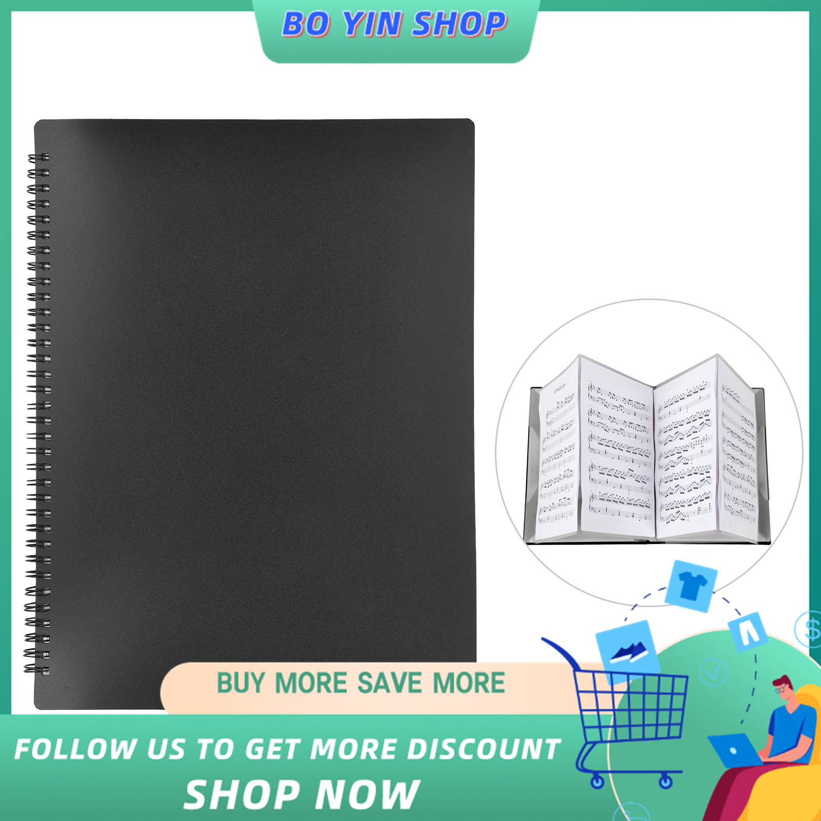 Flatsons FB-04 A4 Size Music Score Holder Paper Sheet Document File Organizer Music Paper Folder 40 Pockets for Guitar Violin Piano Players