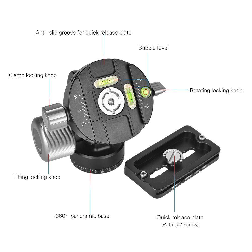 Panoramic Photography Head M-12 Monopod Tilt Head - Aluminum Ball Head With Quick Release Plate Camera Monopod Head