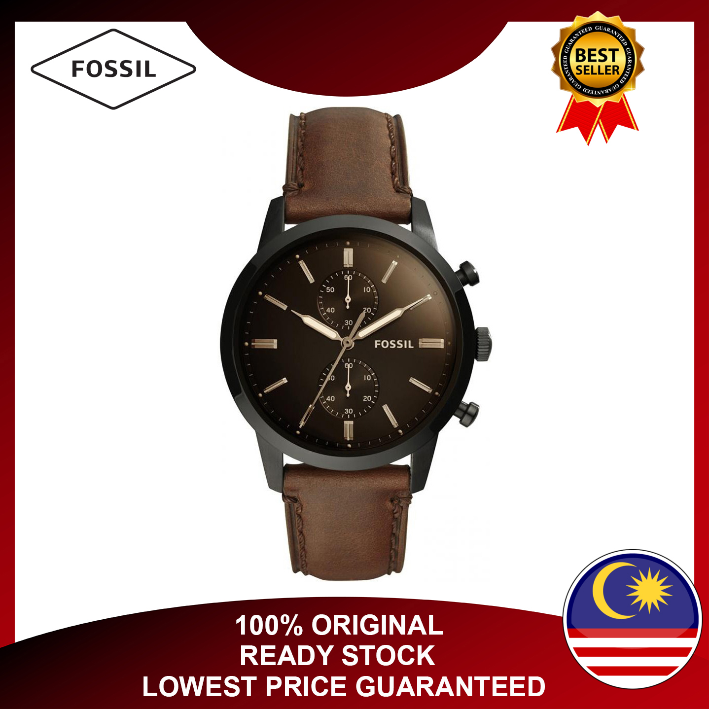 Fossil 44mm Townsman Chronograph Brown 