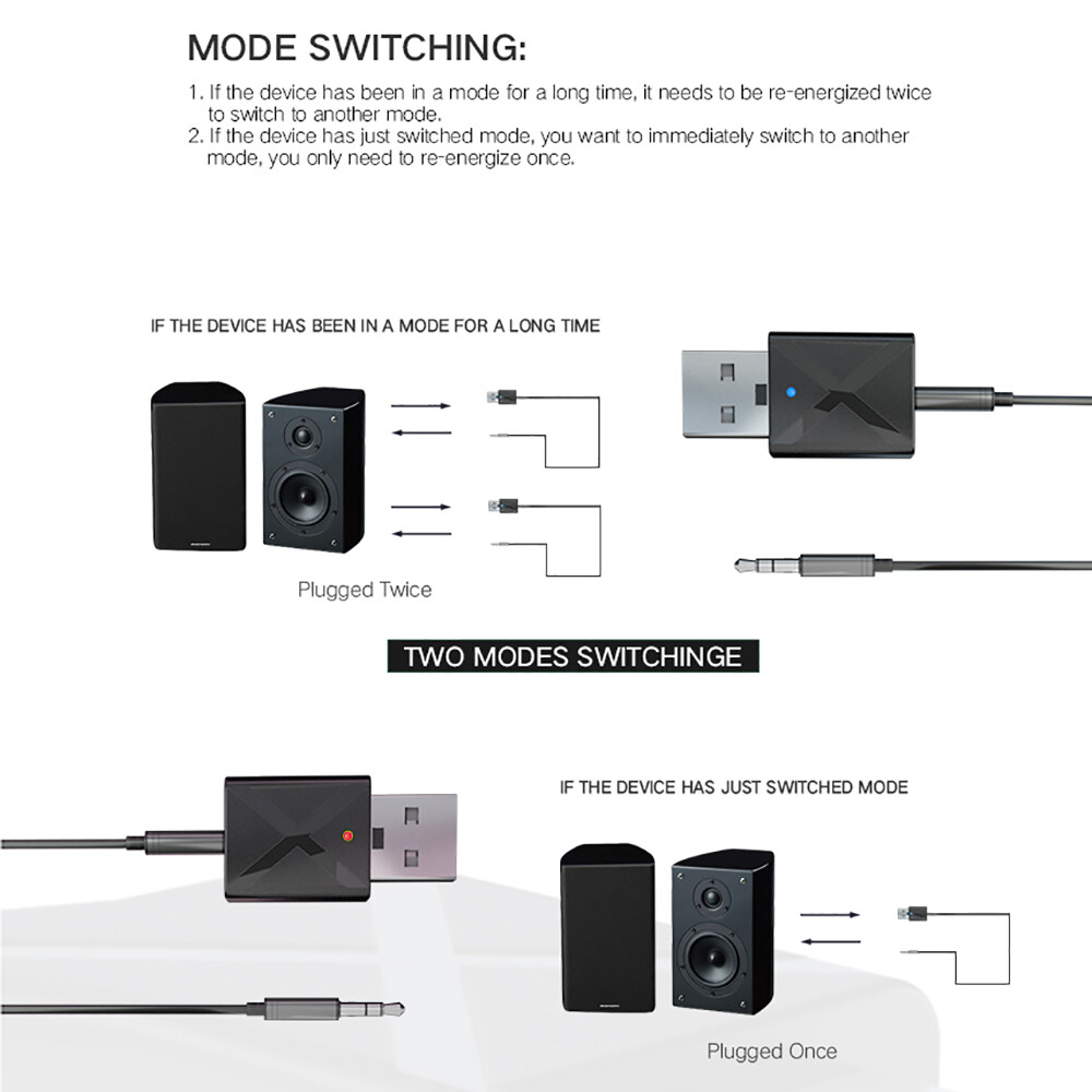 Bộ Thu Phát Âm Thanh USB Bluetooth 5.0 Bộ Chuyển Đổi Âm Thanh Nổi Bluetooth Không Dây Giắc Cắm AUX 3.5Mm Cho Gia Đình T V PC Loa Tai Nghe Xe Hơi