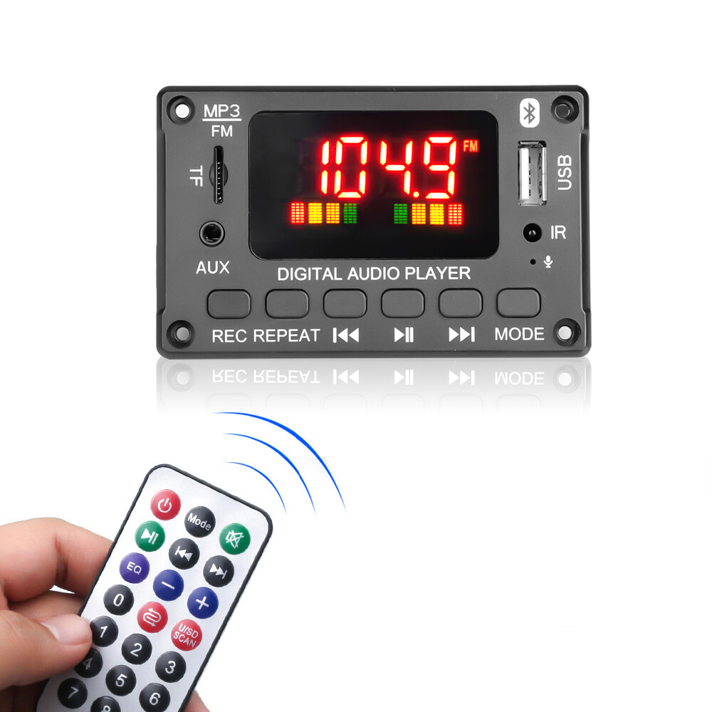 Bluetooth 5.0 MP3 Decoder Board 12V DC FM TF USB AUX Handsfree Call And Record Recording Function Decoding Board Module