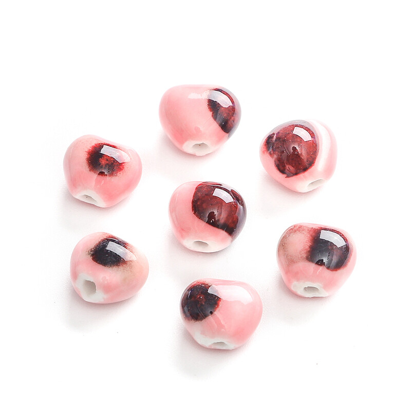 10pcs/Bag 12x11mm High Quality Unique Delicate Handmade Chinese Ceramic Porcelain Heart Shape Beads Charm For Earring Necklace Bracelet DIY Jewerlry Craft Making Accessories