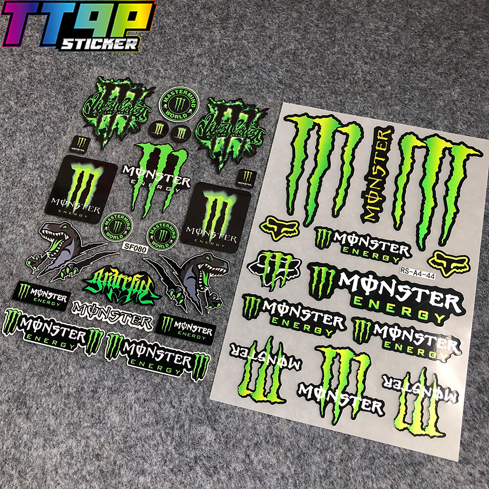 Motorcycle reflective monster energy sticker front windshield cowling body decal for yamaha honda suzuki kawasaki ducati